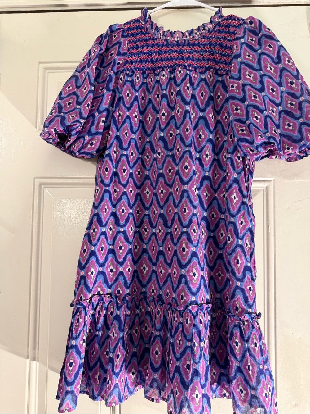 Banjanan Pink & Purple Smocked Puff-Sleeve Casual Dress